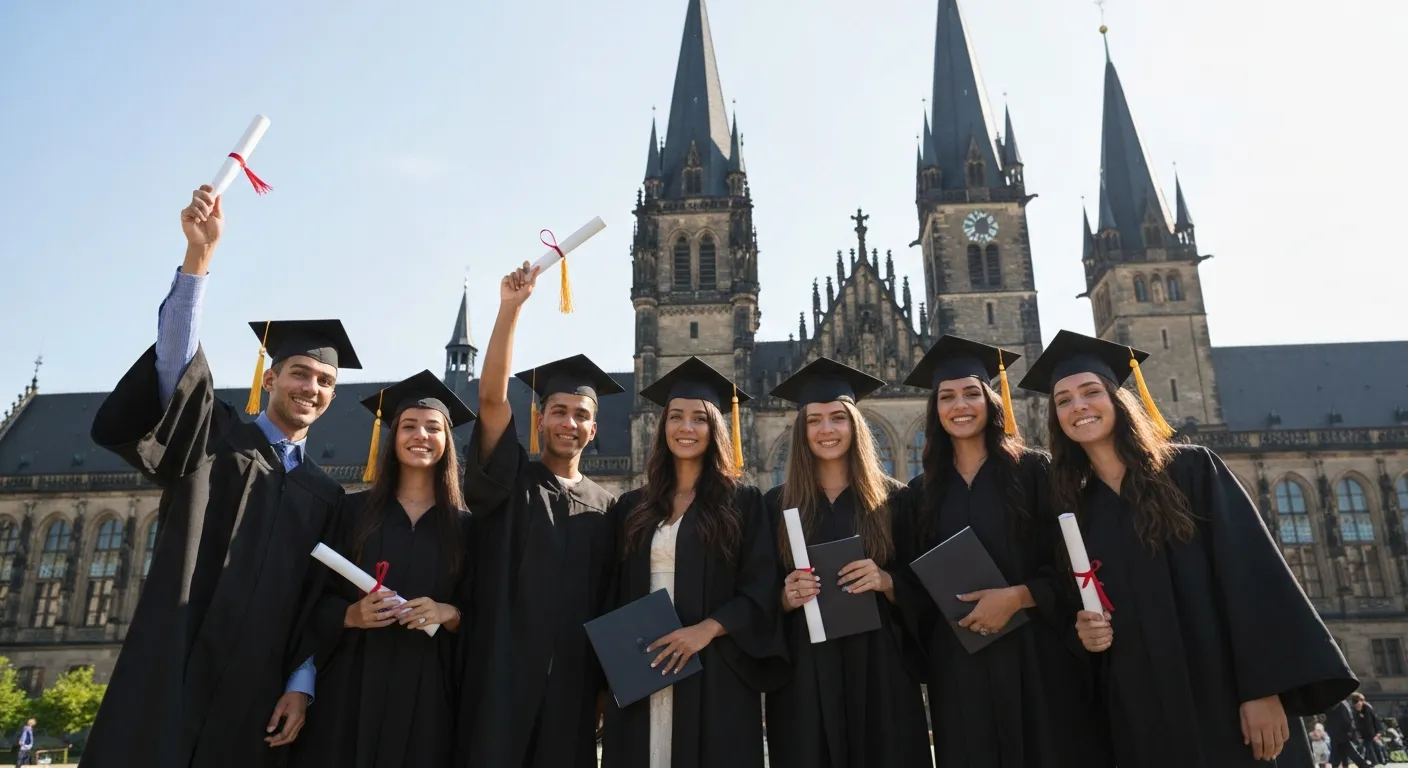 Brazilian students studying at a German university campus