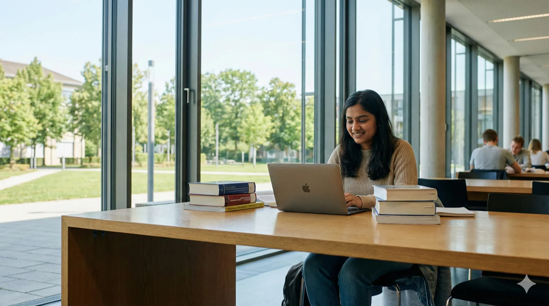 Student in German university library
