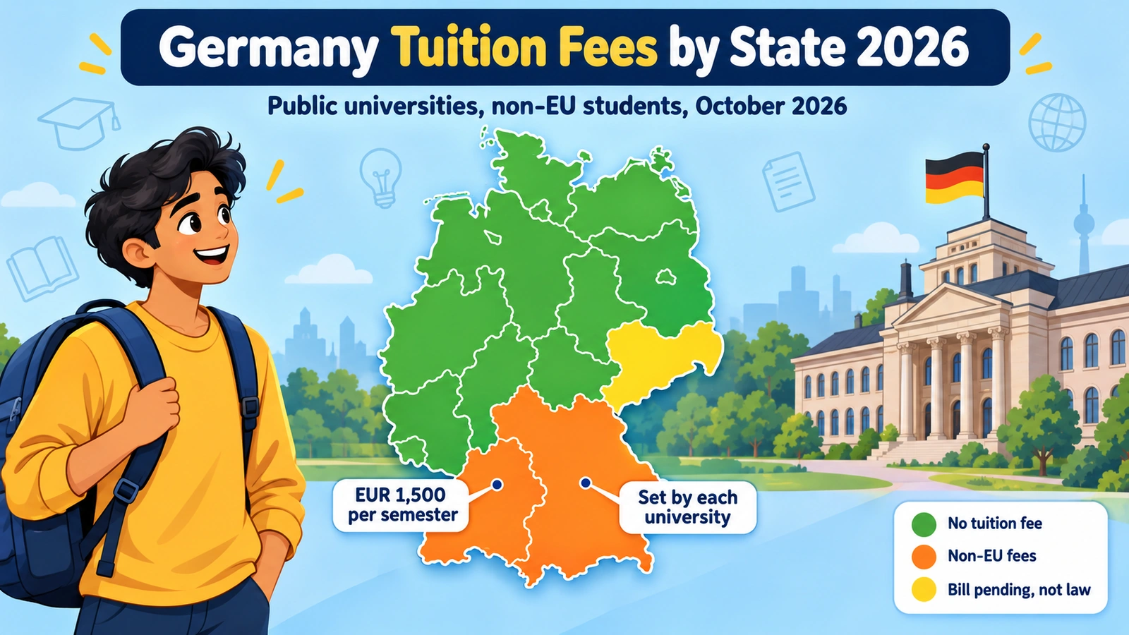 Germany Tuition Fees by State in 2026: All 16 States for Non-EU Students