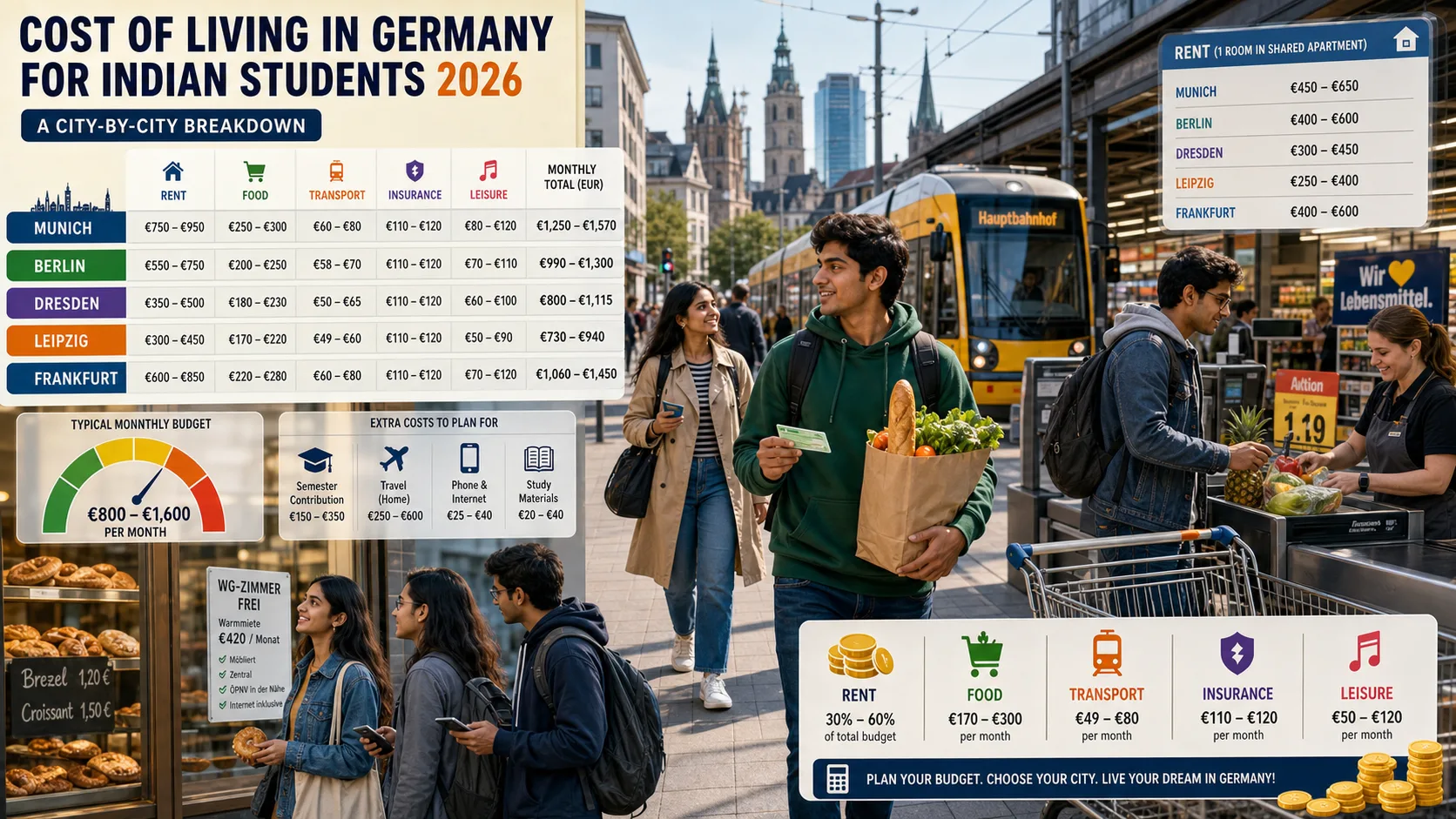 Cost of Living in Germany for Indian Students 2026: A City-by-City Breakdown