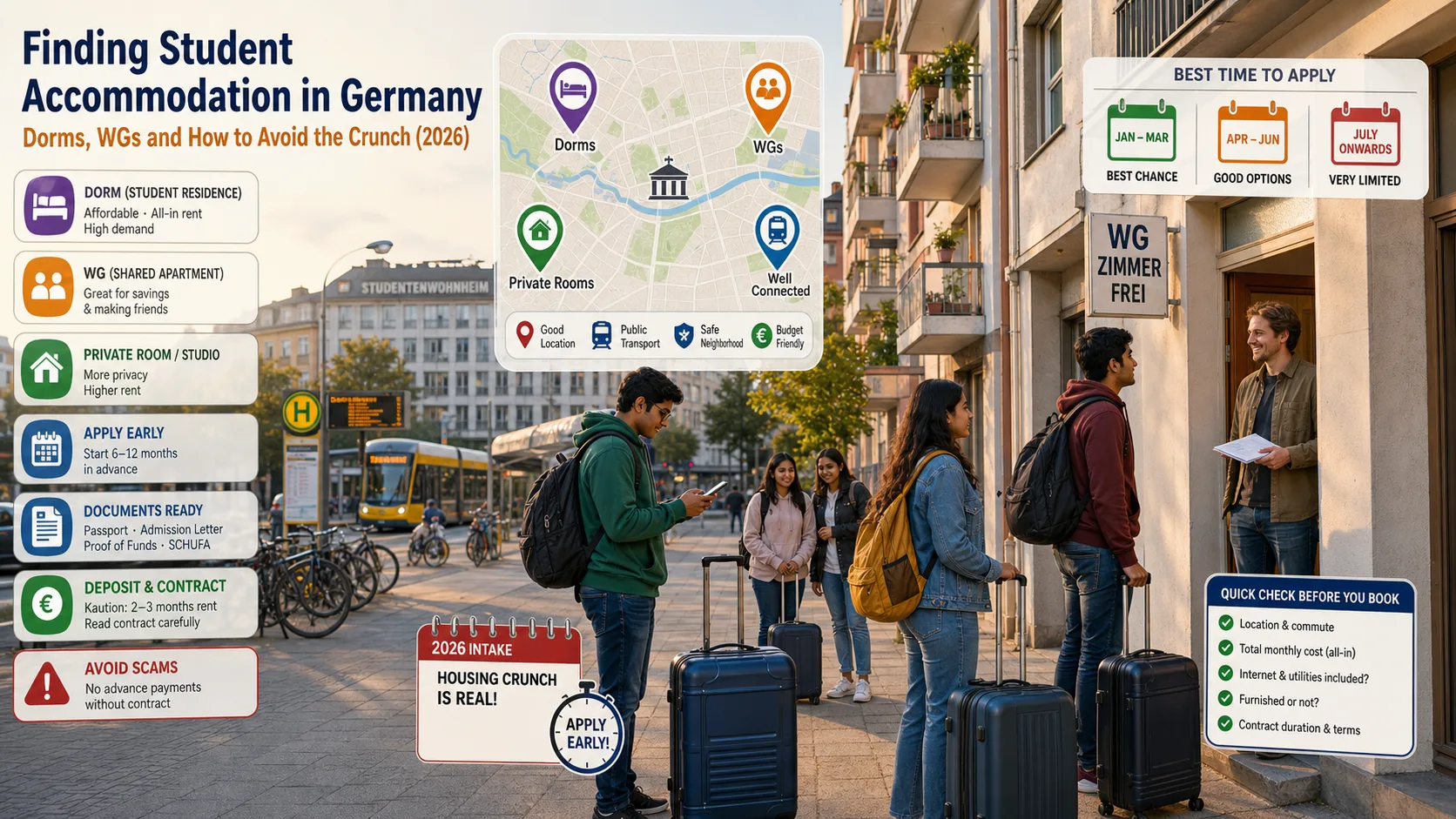Finding Student Accommodation in Germany: Dorms, WGs and How to Avoid the Crunch (2026)