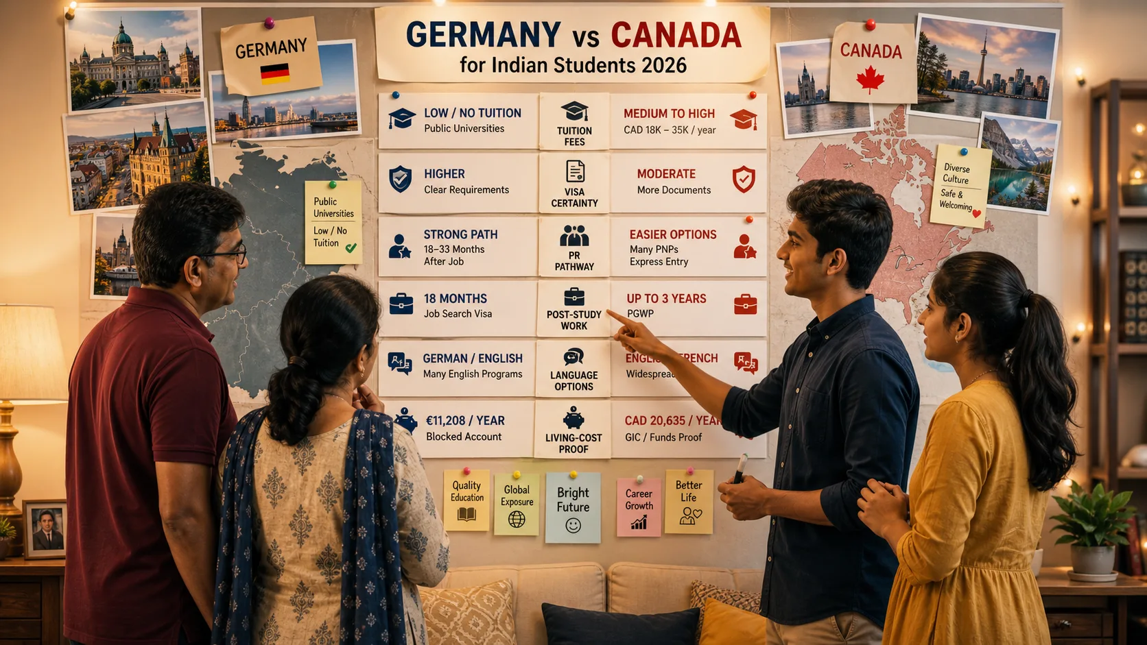 Germany vs Canada for Indian Students 2026: Cost, Visa & PR Compared